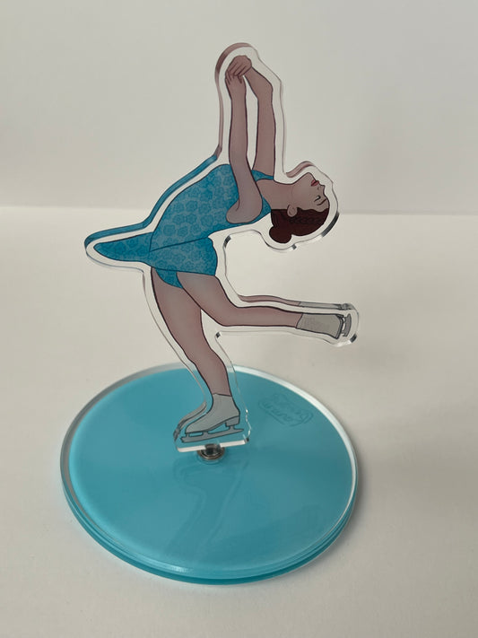 Acrylic Ice Skater Spinning Standee Light Blue