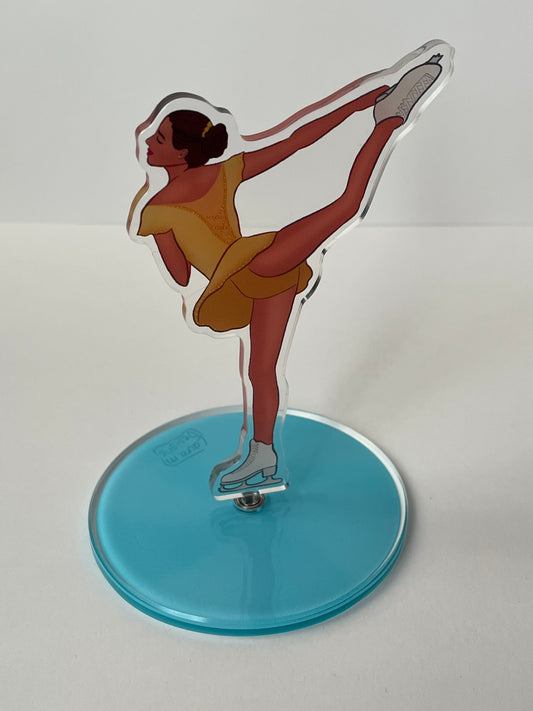 Acrylic Ice Skater Spinning Standee Yellow Dress